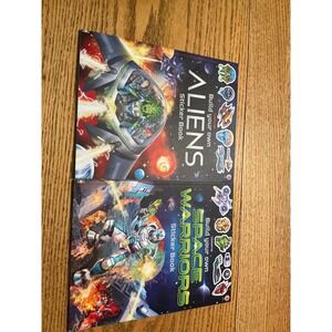 Build Your Own Aliens and Space Warriors Sticker Books Fun Activity Set of 2